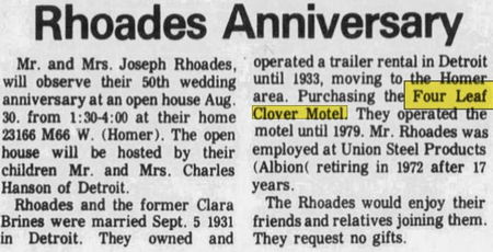 Four Leaf Clover Motel - Aug 1981 Rhoades Anniversay